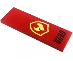 Tile 2 x 6 with Bright Light Yellow and Red Fire Logo Badge and Black Grille Pattern (Sticker) - Set 60282