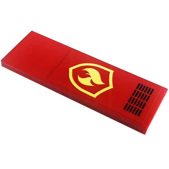 Tile 2 x 6 with Bright Light Yellow and Red Fire Logo Badge and Black Grille Pattern (Sticker) - Set 60282