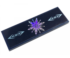 Tile 2 x 6 with Metallic Light Blue Snowflake and Arrows on Dark Blue Background Pattern (Sticker) - Set 43197