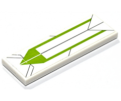 Tile 2 x 6 with Lime Triangle and Stripes and Dark Bluish Gray Lines Pattern (Sticker) - Set 75333