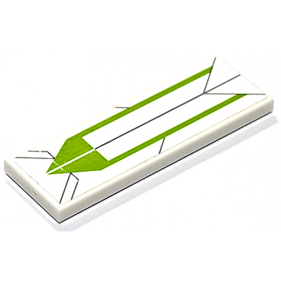 Tile 2 x 6 with Lime Triangle and Stripes and Dark Bluish Gray Lines Pattern (Sticker) - Set 75333