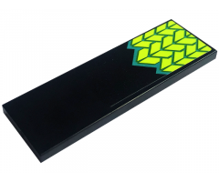 Tile 2 x 6 with Lime and Dark Turquoise Snake Scales Pattern (Sticker) - Set 60339