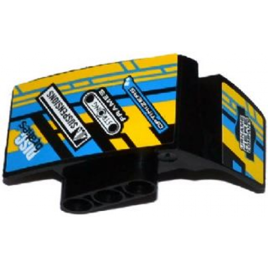 Technic, Panel Car Mudguard Left with Sponsor Logos on Blue, Yellow and Black Background Pattern (Stickers) - Set 42034
