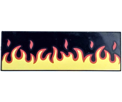 Tile 2 x 6 with Red and Yellow Flames Pattern