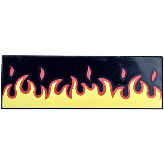 Tile 2 x 6 with Red and Yellow Flames Pattern
