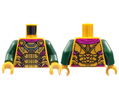 Torso Armor, Magenta Cape, Silver and Medium Nougat Trim Pattern / Dark Green Arms / Pearl Gold Hands