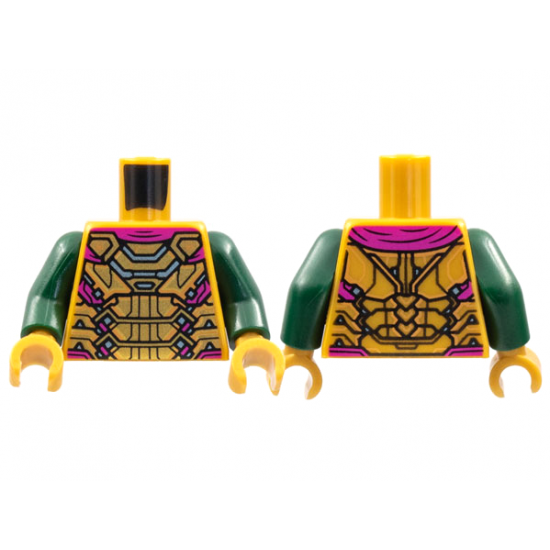 Torso Armor, Magenta Cape, Silver and Medium Nougat Trim Pattern / Dark Green Arms / Pearl Gold Hands
