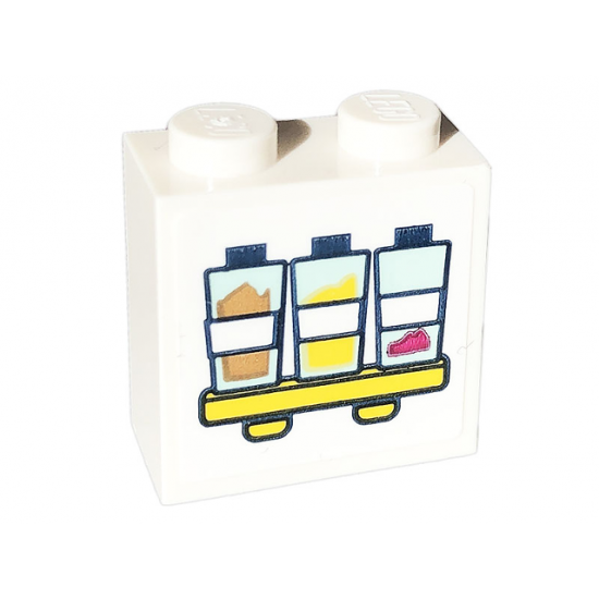Brick, Modified 1 x 2 x 1 2/3 with Studs on Side with 3 Bottles on Yellow Shelf Pattern (Sticker) - Set 41703