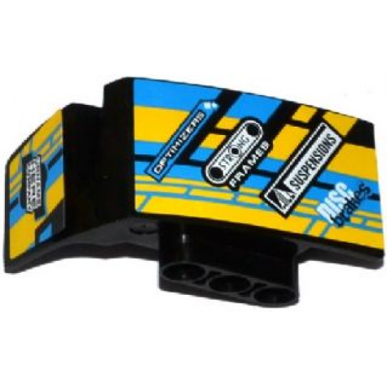 Technic, Panel Car Mudguard Right with Sponsor Logos on Blue, Yellow and Black Background Pattern (Stickers) - Set 42034