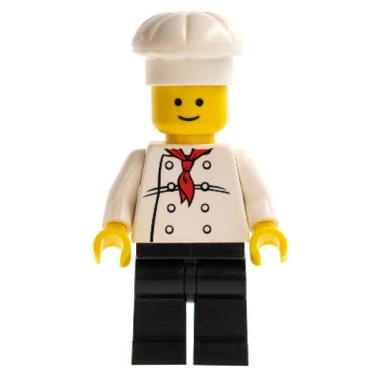 Chef - White Torso with 8 Buttons, Black Legs, Standard Grin