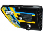 Technic, Panel Fairing # 1 Small Smooth Short, Side A with Grille and Sponsor Logos on Blue, Yellow and Black Background Pattern (Sticker) - Set 42034