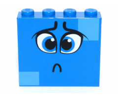 Brick 1 x 4 x 3 with Dark Azure Eyes, Worried Eyebrows, Sad Pout and Medium Azure Squares on Two Corners Pattern (Queen Watevra Wa'Nabi Face)
