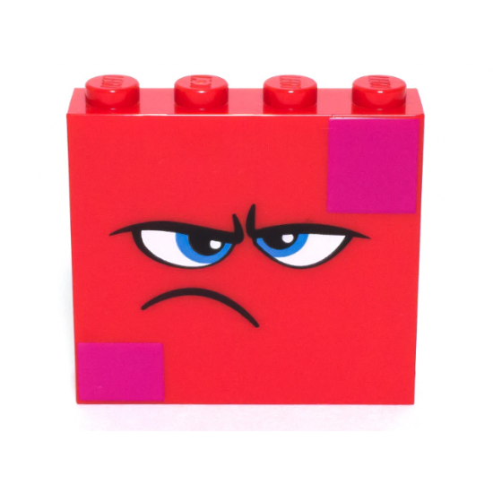 Brick 1 x 4 x 3 with Dark Azure Eyes, Furrowed Eyebrows, Frown and Magenta Squares on Two Corners Pattern (Queen Watevra Wa'Nabi Face)