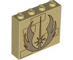 Brick 1 x 4 x 3 with Dark Tan Jedi Order Insignia with Dark Brown Outline, Reddish Brown Bricks and Medium Nougat Dots Pattern