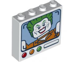 Brick 1 x 4 x 3 with Monitor and Joker on Screen, Red, Orange and Green Round Buttons Pattern