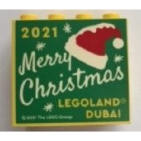 Brick 2 x 4 x 3 with LEGOLAND Dubai 2021 Merry Christmas Pattern