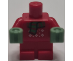 Body Baby / Toddler with Fixed Arms with Christmas Sweater, Red and Green Scarf Pattern and Sand Green Hands