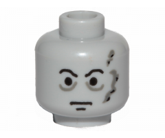 Minifigure, Head Male Scars Gray Left, Black Eyebrows Pattern (Darth Vader original)