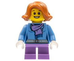 Christmas Train Ride Passenger - Medium Blue Jacket with Light Purple Scarf, Short Legs