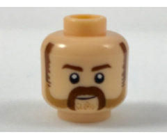 Minifigure, Head Dark Brown Eyebrows, Sideburns, Moustache, Medium Nougat Stubble Pattern
