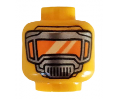 Minifigure, Head Pearl Dark Gray Mask with Orange Visor Pattern