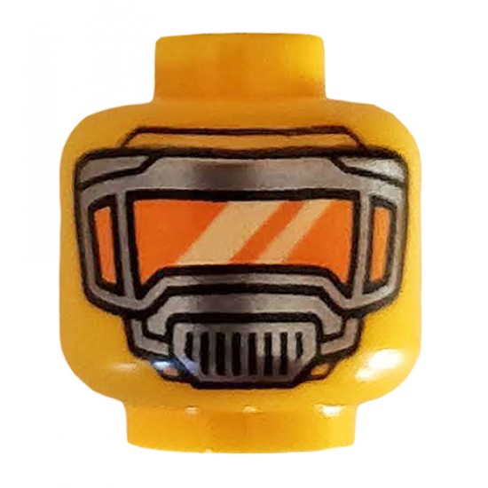 Minifigure, Head Pearl Dark Gray Mask with Orange Visor Pattern