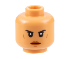 Minifigure, Head Female Black Eyebrows, Dark Orange Lips, Cheek Lines and Chin Dimple, Neutral Pattern