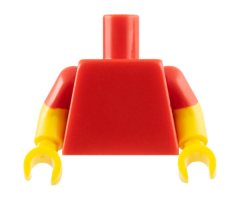 Torso Plain / Yellow Arms with Molded Red Short Sleeves Pattern / Yellow Hands