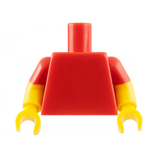 Torso Plain / Yellow Arms with Molded Red Short Sleeves Pattern / Yellow Hands