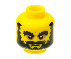 Minifigure, Head Beard Black, Bushy Eyebrows, Angry Mouth, White Pupils Pattern