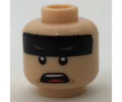 Minifigure, Head Black Headband with Squinted Batman Eyes, Open Mouth Pattern