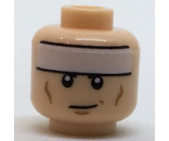 Minifigure, Head White Headband and Cheek Lines, Smirk Pattern (Batman)