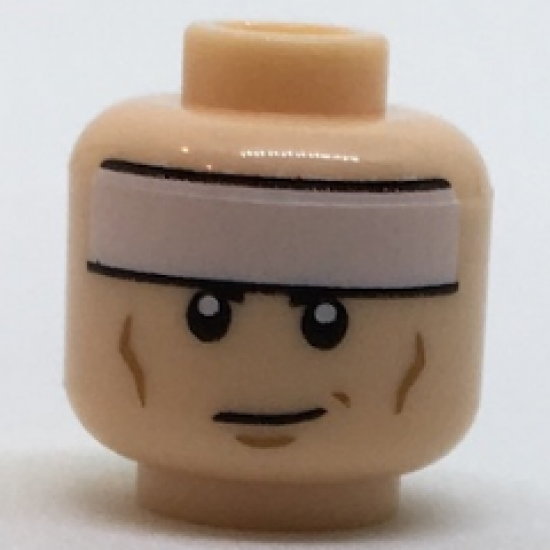 Minifigure, Head White Headband and Cheek Lines, Smirk Pattern (Batman)