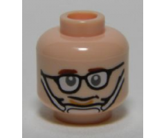 Minifigure, Head Glasses with Crooked Eyeglasses, Brown Eyebrows, Chin Strap Pattern (Ghostbusters Tully)