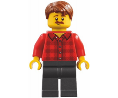 Harbormaster's Office Fisherman - Red Plaid Flannel Shirt, Pearl Dark Gray Legs, Reddish Brown Hair