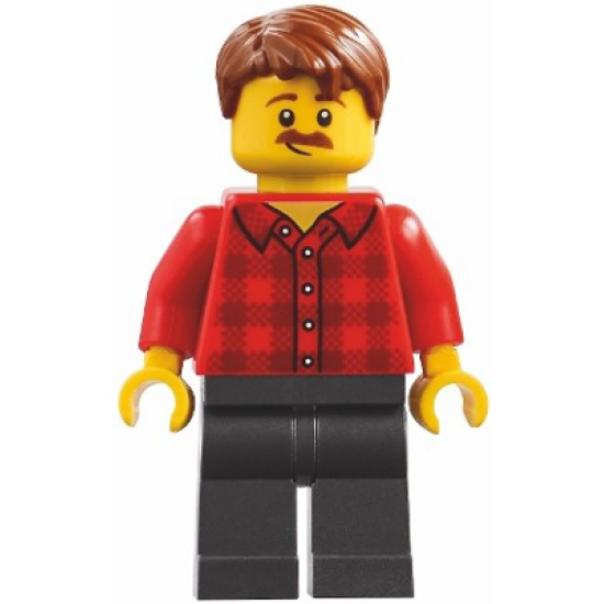 Harbormaster's Office Fisherman - Red Plaid Flannel Shirt, Pearl Dark Gray Legs, Reddish Brown Hair