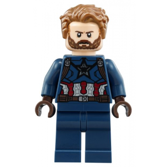 Captain America - Dark Blue Suit with Dark Brown Belt and Harness, Dark Brown Hands, Hair