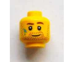 Minifigure, Head Beard Stubble, Brown Eyebrows and Paint Stains Pattern