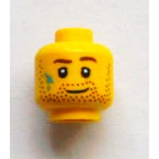 Minifigure, Head Beard Stubble, Brown Eyebrows and Paint Stains Pattern