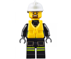 Fire - Reflective Stripes with Utility Belt and Flashlight, Life Jacket, White Fire Helmet, Brown Moustache and Goatee