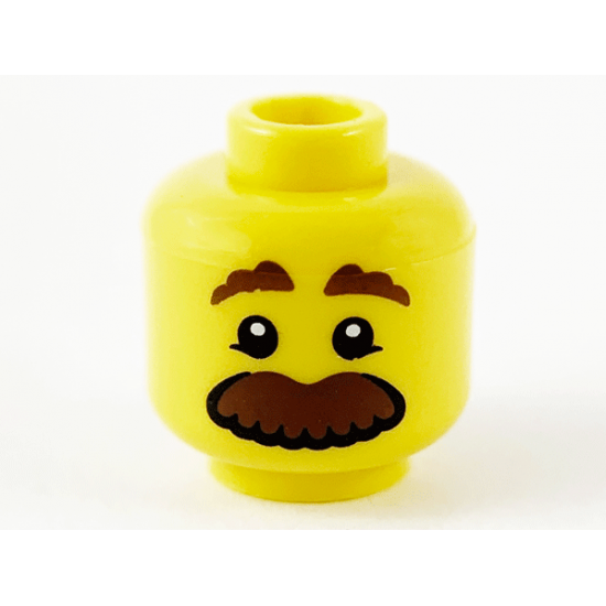 Minifigure, Head Brown Eyebrows and Large Moustache Pattern