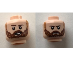 Minifigure, Head Dual Sided Reddish Brown Eyebrows, Reddish Brown Beard, Open Smile/Frown Pattern