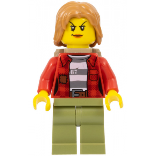 Mountain Police - Crook Female Jacket over 87 Prison Stripes, Backpack