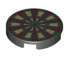 Tile, Round 2 x 2 with Bottom Stud Holder with Dart Board Pattern