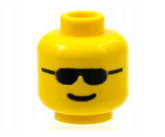 Minifigure, Head Glasses with Black Sunglasses and Standard Grin Pattern