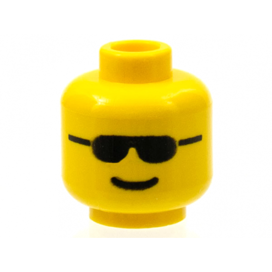 Minifigure, Head Glasses with Black Sunglasses and Standard Grin Pattern