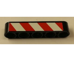 Technic, Liftarm 1 x 5 Thick with Red and White Danger Stripes Pattern Model Right Side (Sticker) - Sets 42006 / 42042