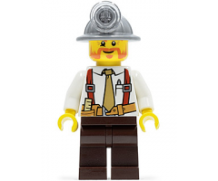 Miner - Shirt with Tie and Suspenders, Mining Helmet, Beard