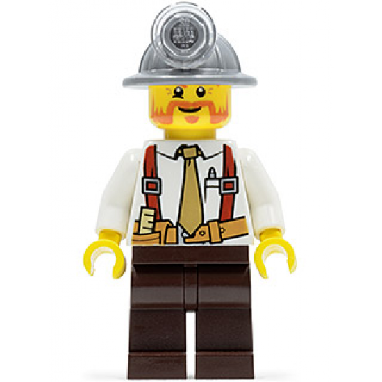 Miner - Shirt with Tie and Suspenders, Mining Helmet, Beard
