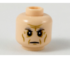 Minifigure, Head Dark and Light Bluish Gray Eyebrows, Dark Tan Facial Lines Pattern